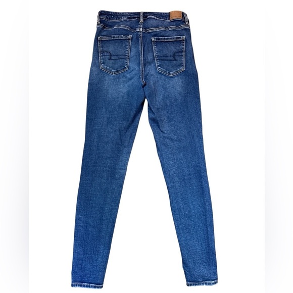American Eagle Outfitters Ripped Blue Skinny Jeans Jeggings 10 Long 10L - Picture 5 of 5